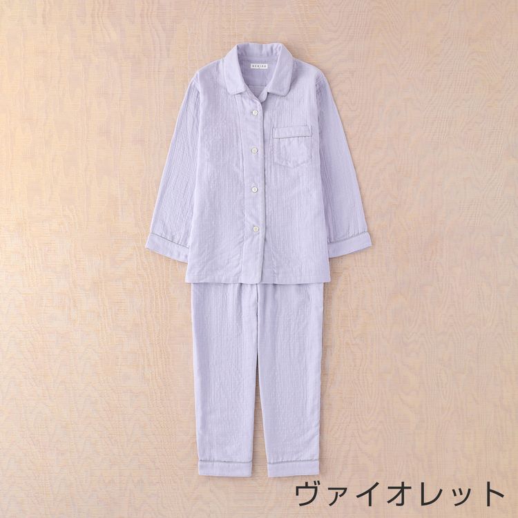 ★［ＵＣＨＩＮＯ］マシュマロガーゼパイピングレディスパジャマ　ヴァイオレット